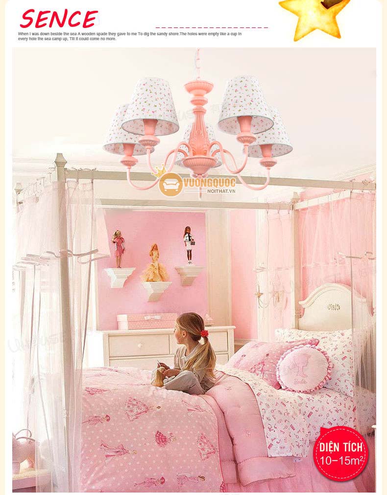 Đèn chùm trẻ em màu hồng ngọt ngào UHS126-2